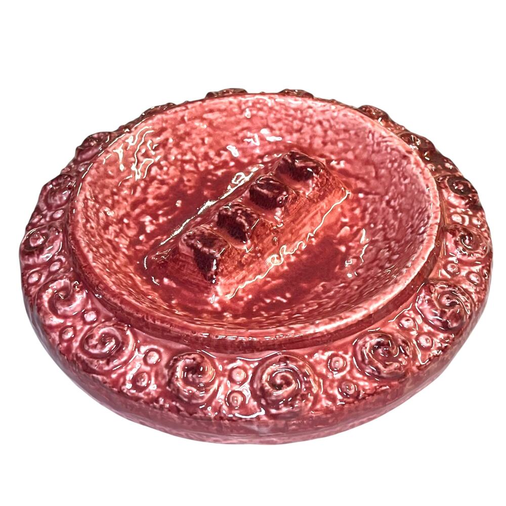 Vintage Napco Pink Ceramic Ashtray Hand Painted Roses Made in Japan MCM